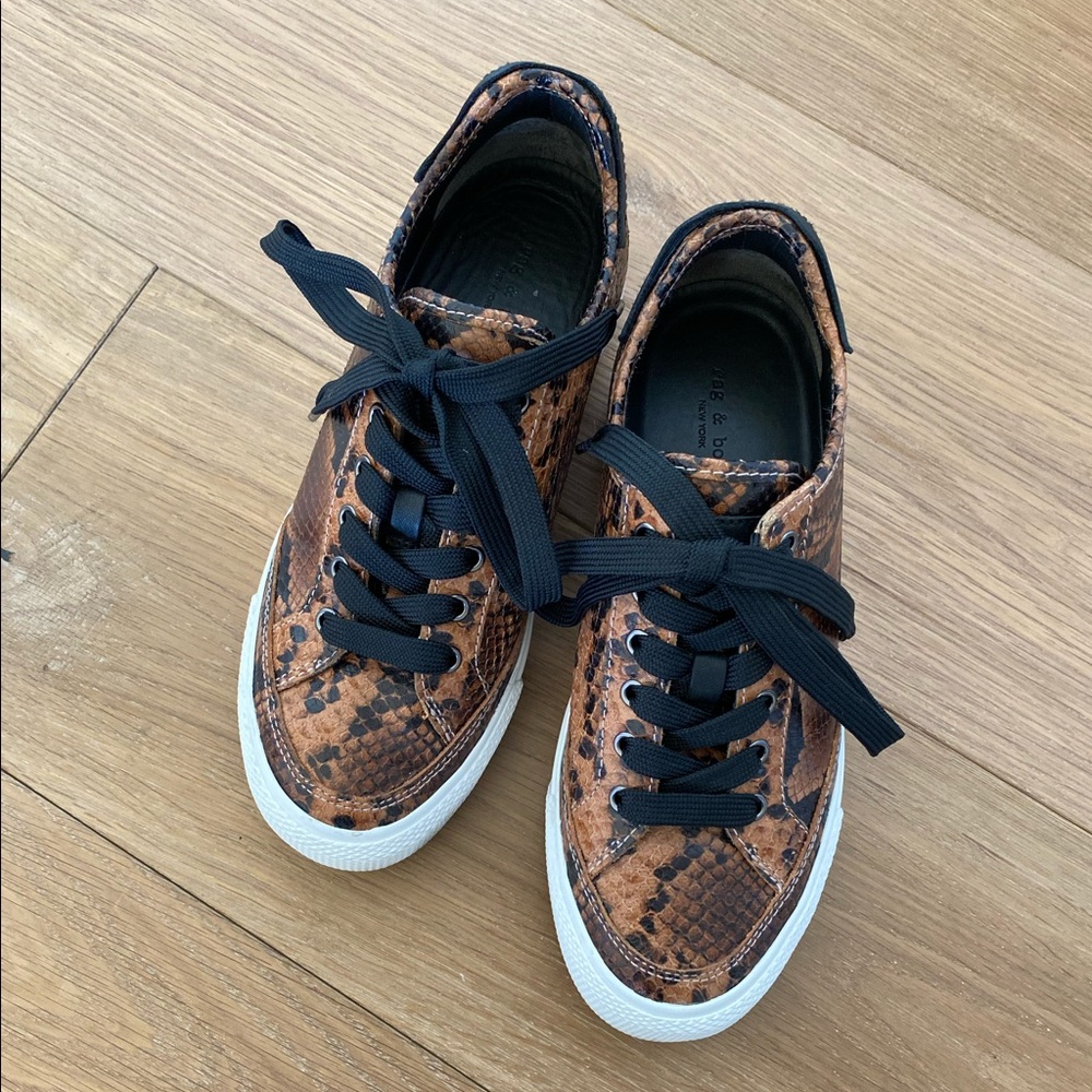 Rag & Bone brown snake print sneakers